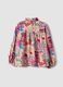 Pink pure viscose patterned shirt with classic collar for girls_5
