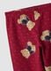 Red organic stretch cotton leggings with teddy bear print for girls_2