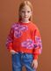 Red pure cotton crew-neck jumper with floral pattern for girls_0
