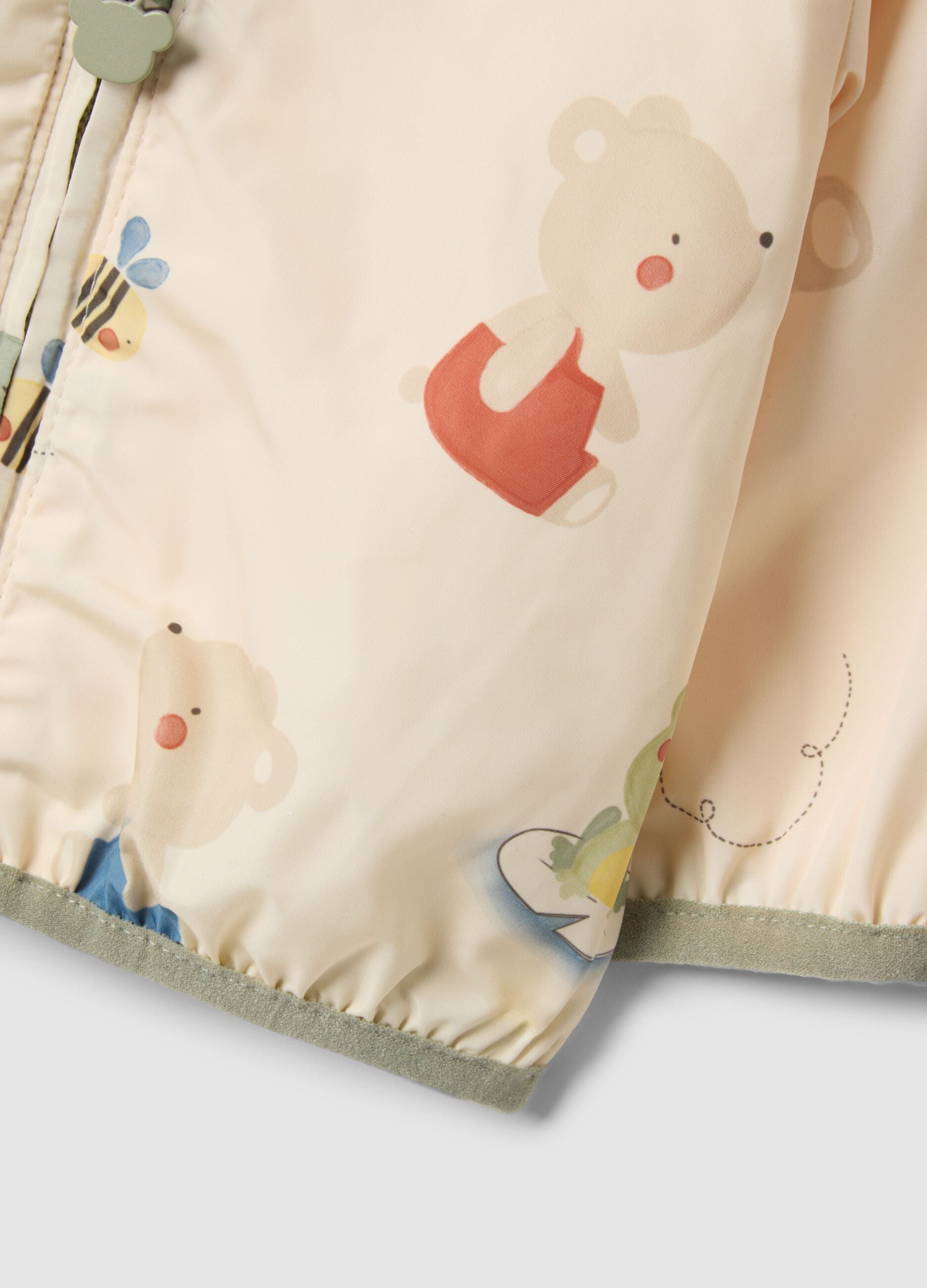 Beige cotton jacket regular fit with hood for baby