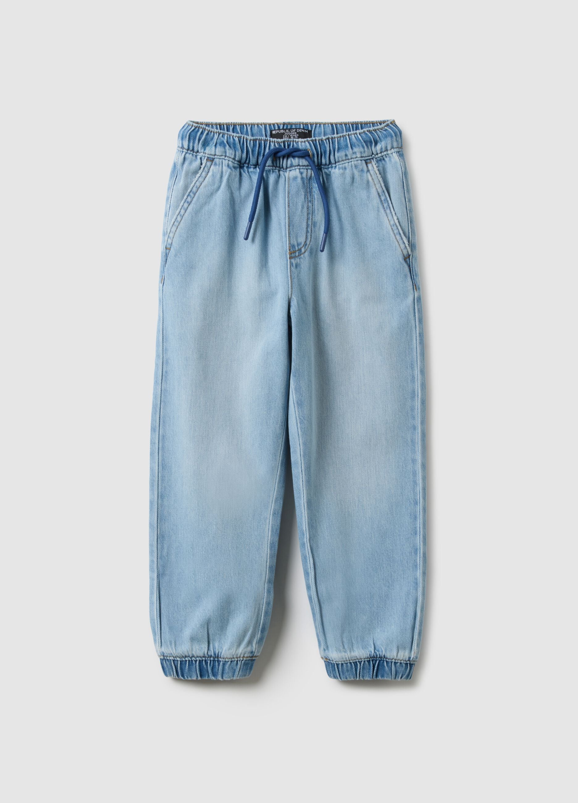 Kids' regular fit blue cotton jog denim