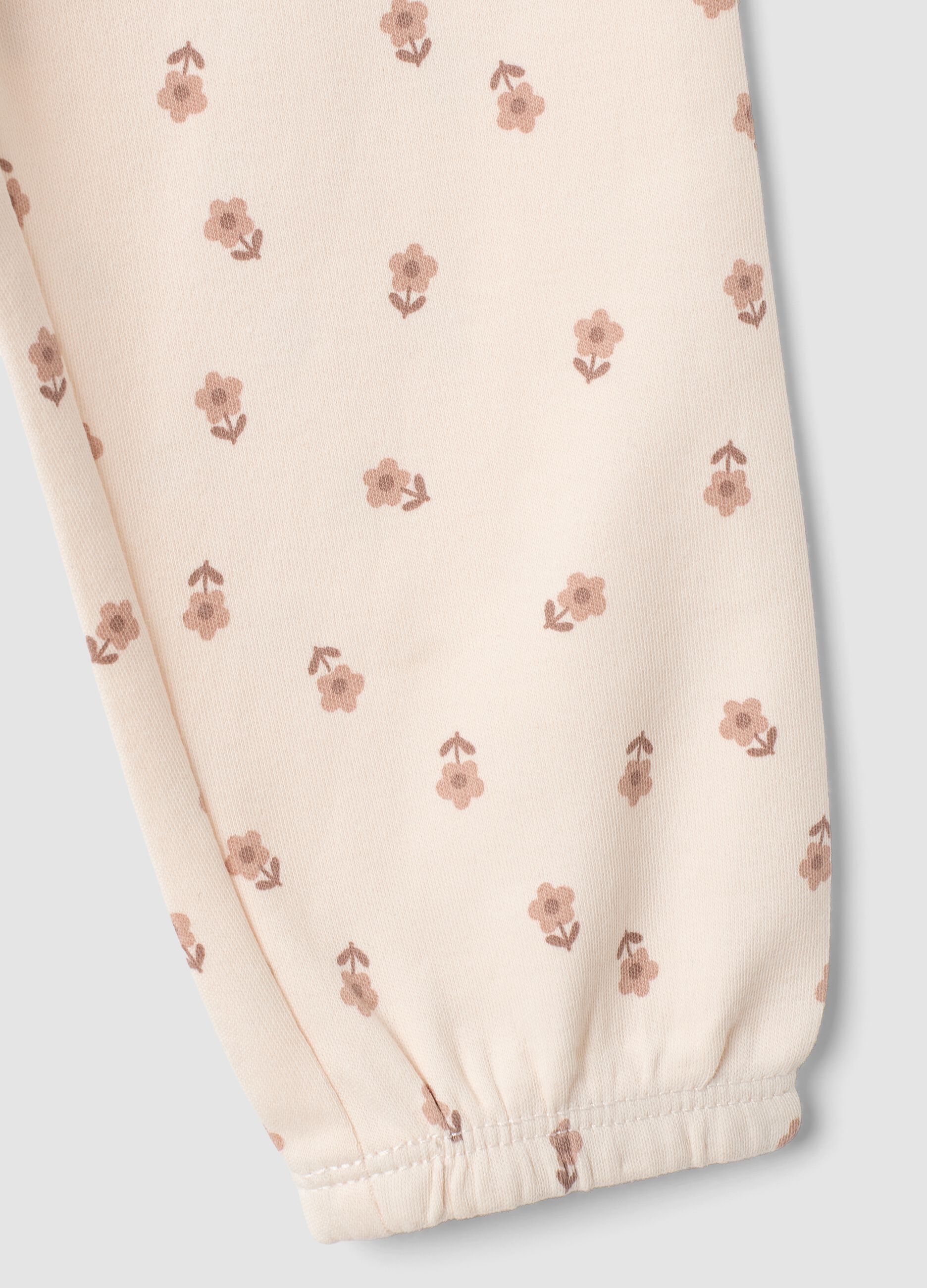 Pink organic cotton floral-print pyjamas for baby girl and toddler