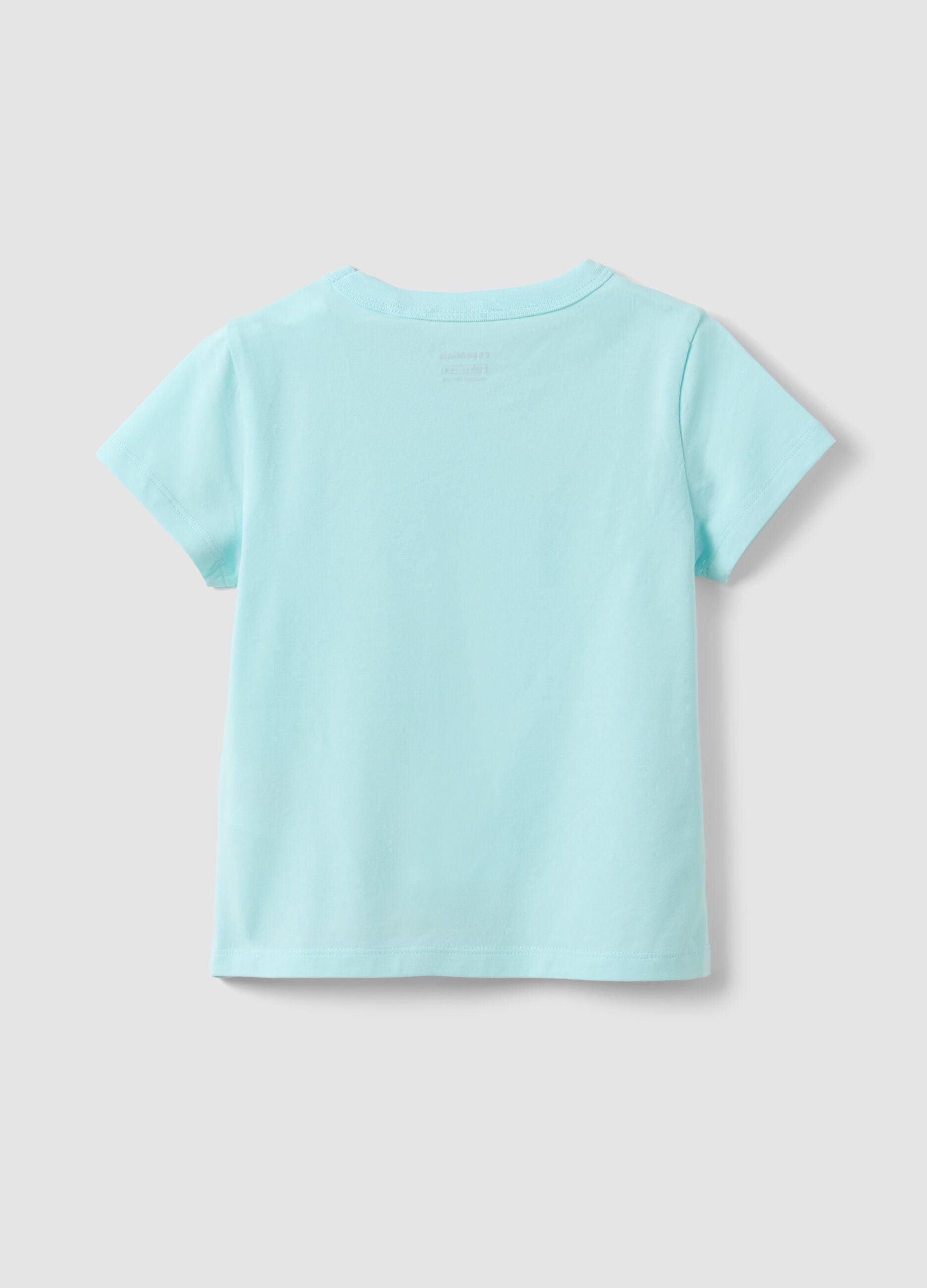 Girls&rsquo; light blue stretch cotton T-shirt, regular fit