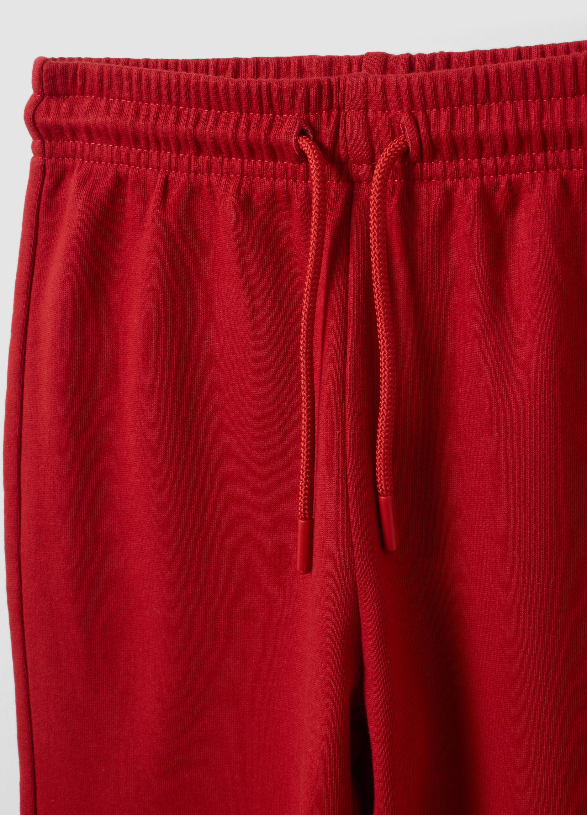 Red regular-fit joggers in pure organic cotton for boys