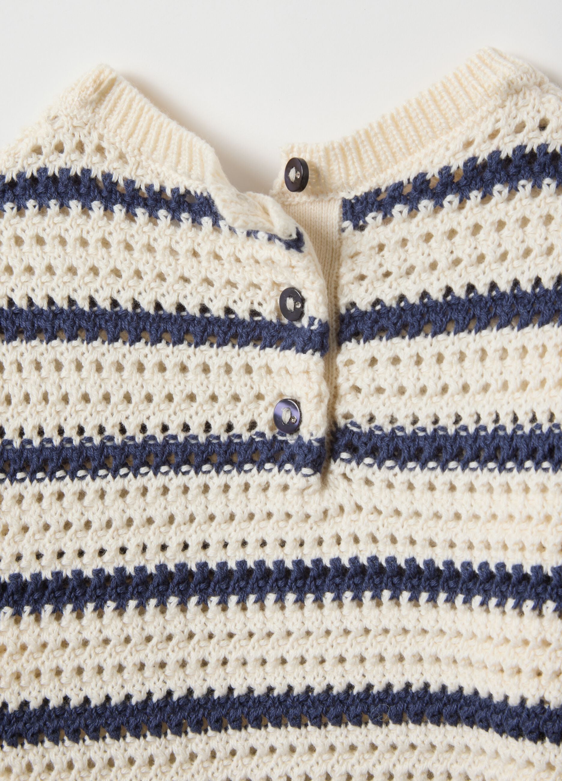 Pure cotton sweater with white and blue stripes regular fit for girls
