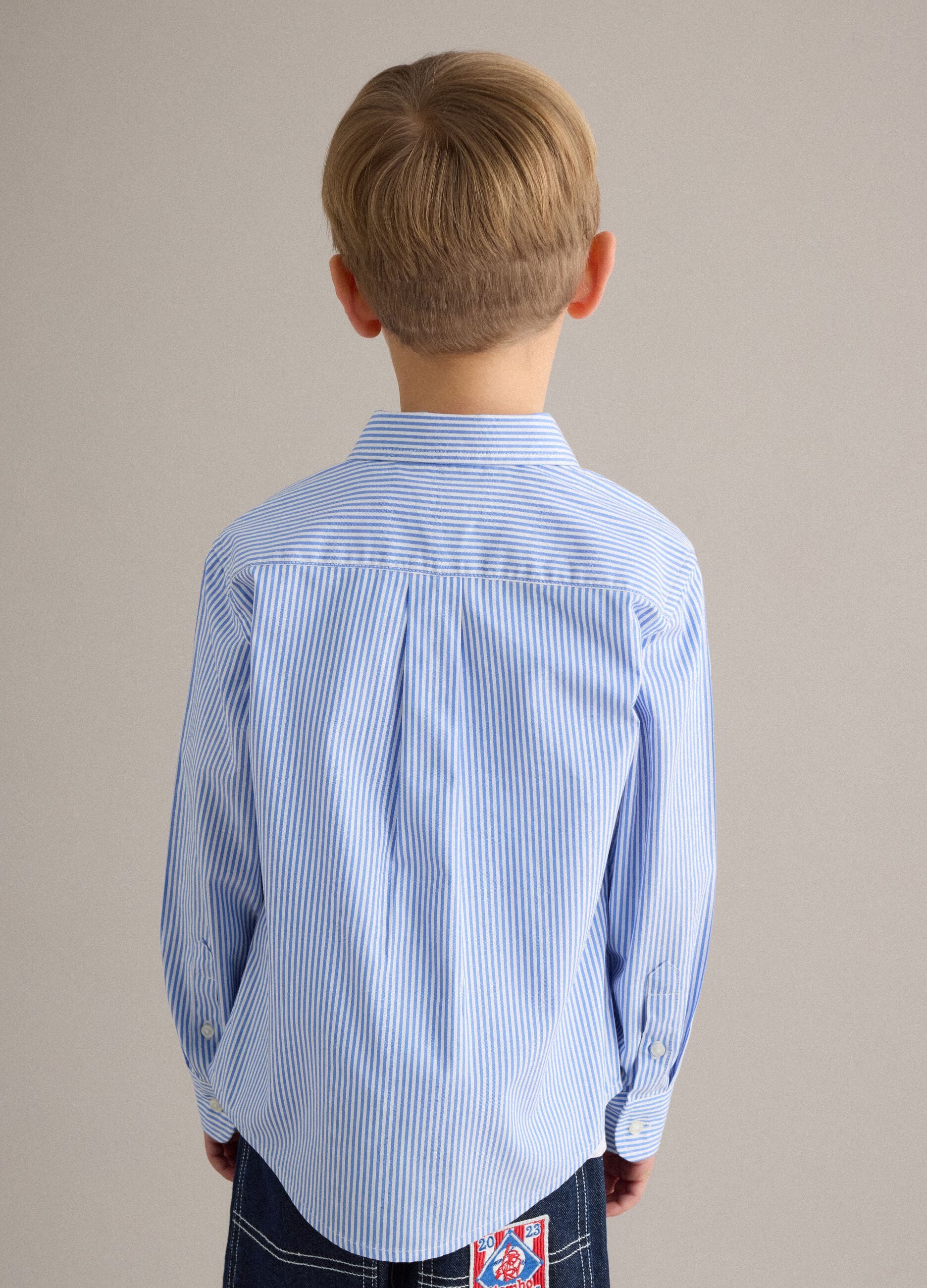 Multicolour striped pure cotton regular fit boys' shirt
