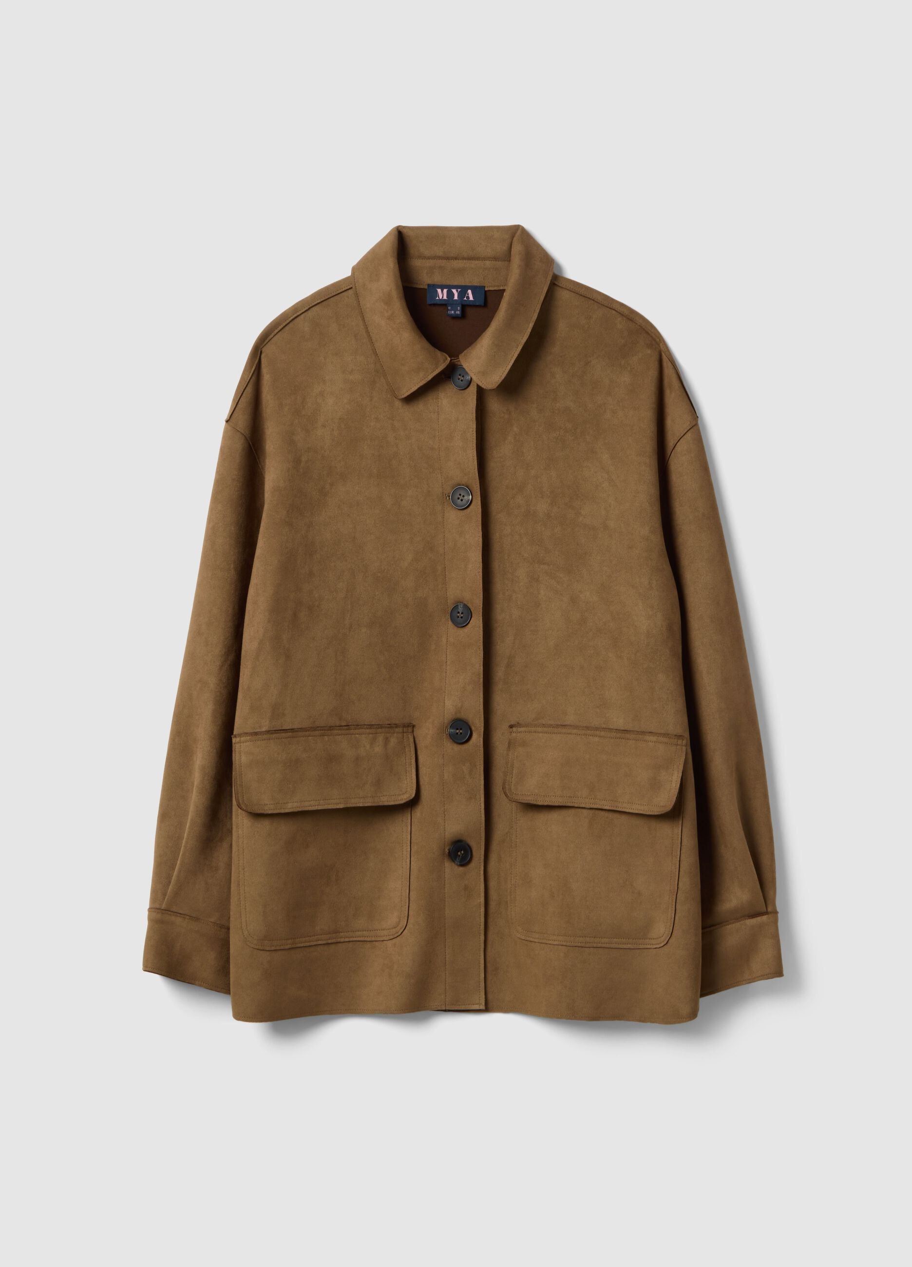 Brown regular fit jacket with collar and buttons