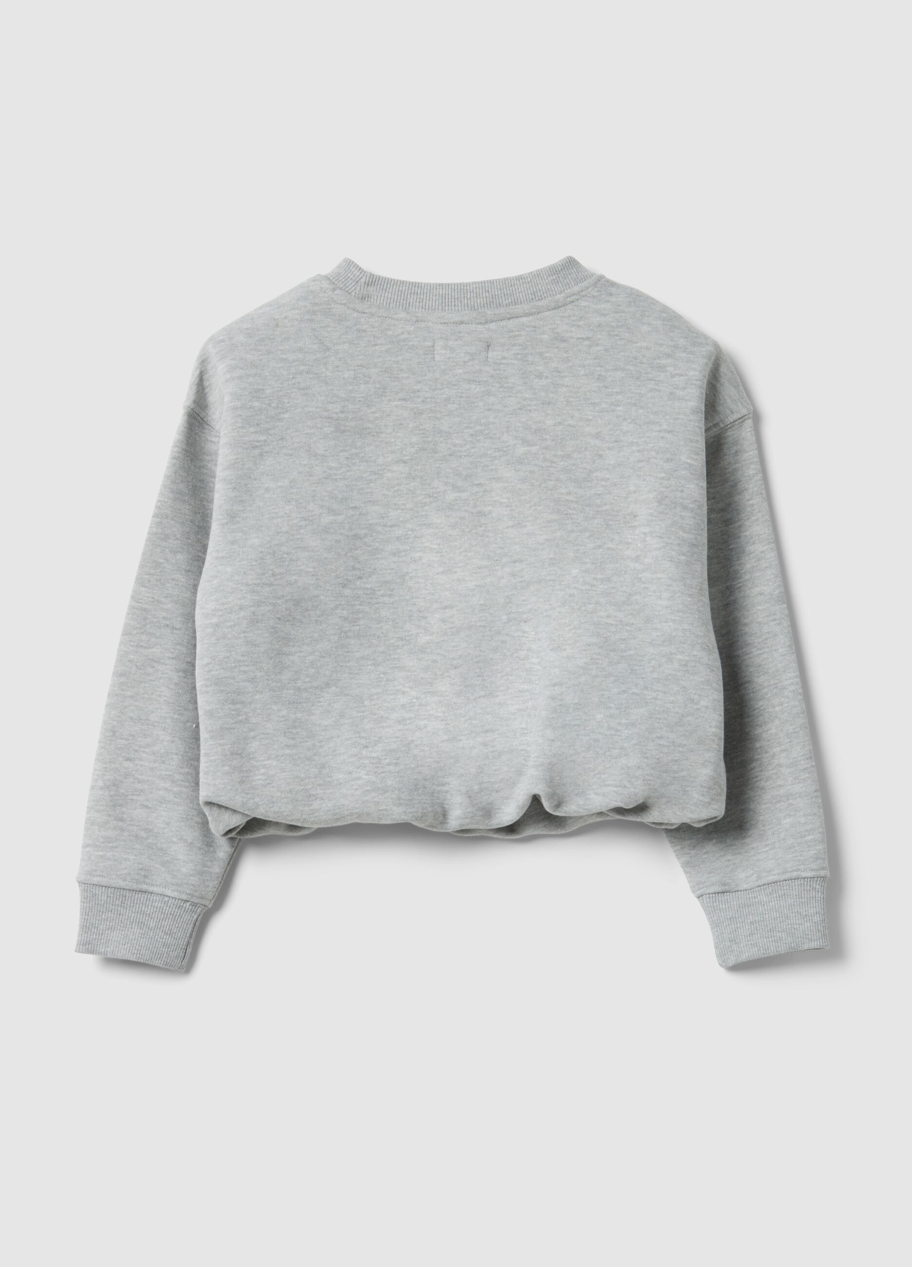 Grey cotton-blend sweatshirt for girls, regular fit with flowers
