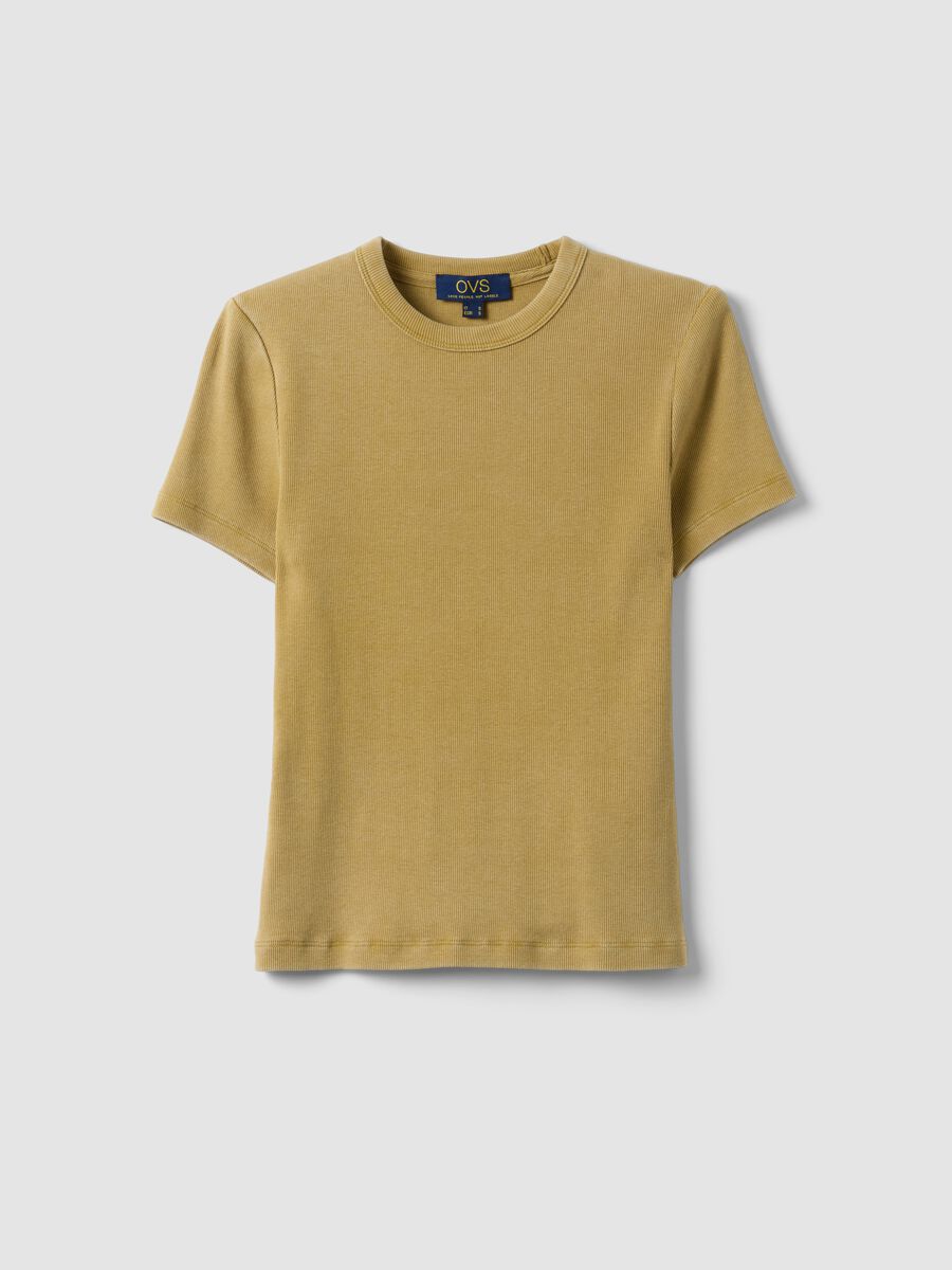 Fitted Yellow Stretch Cotton T-shirt_4