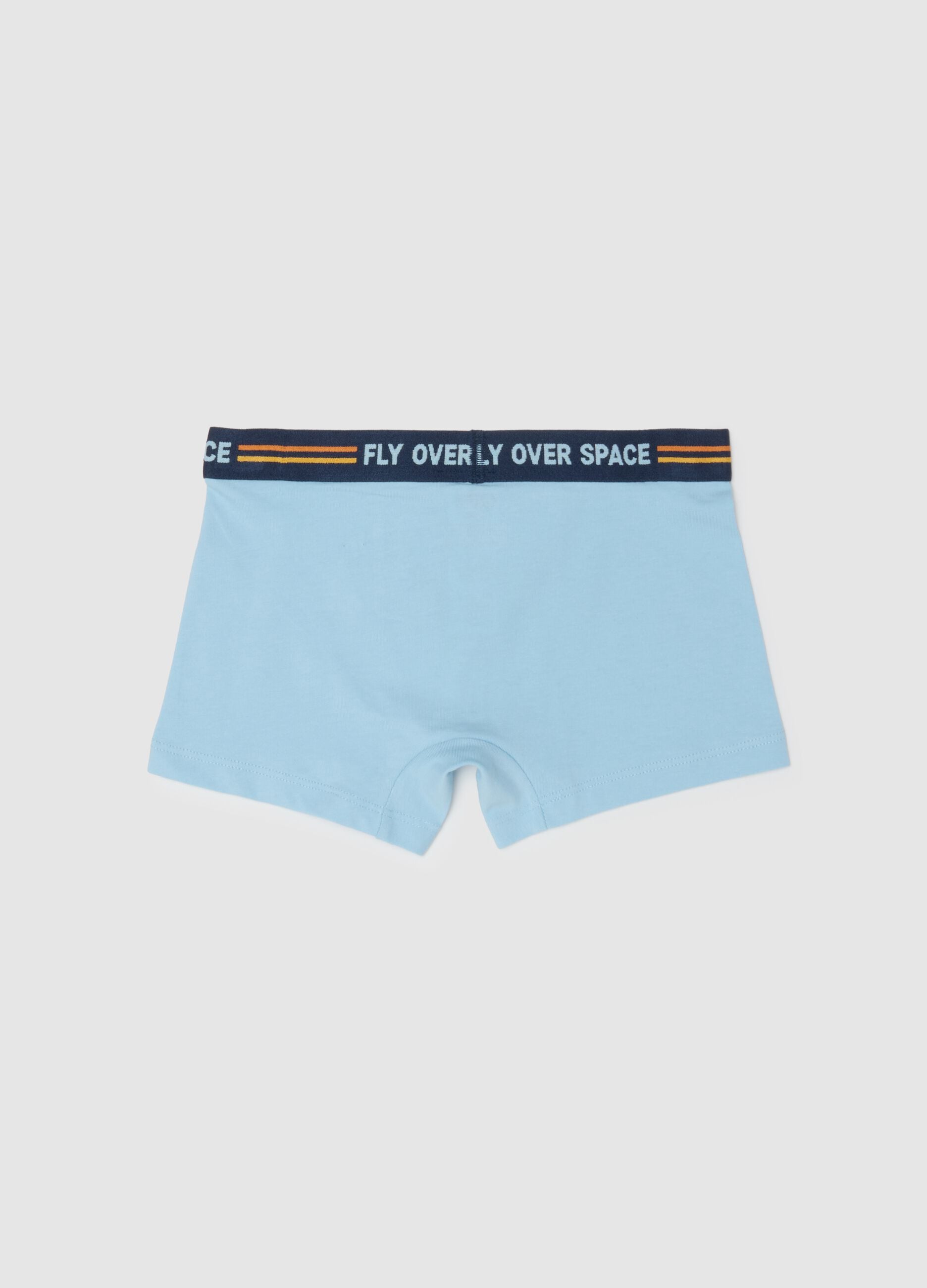 Blue cotton regular fit boxers with print for children