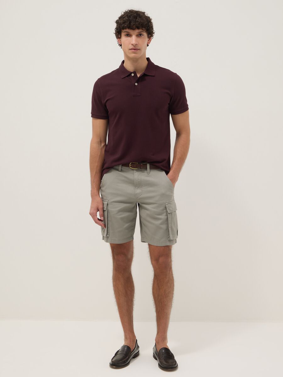 Grey pure cotton regular-fit cargo shorts_0