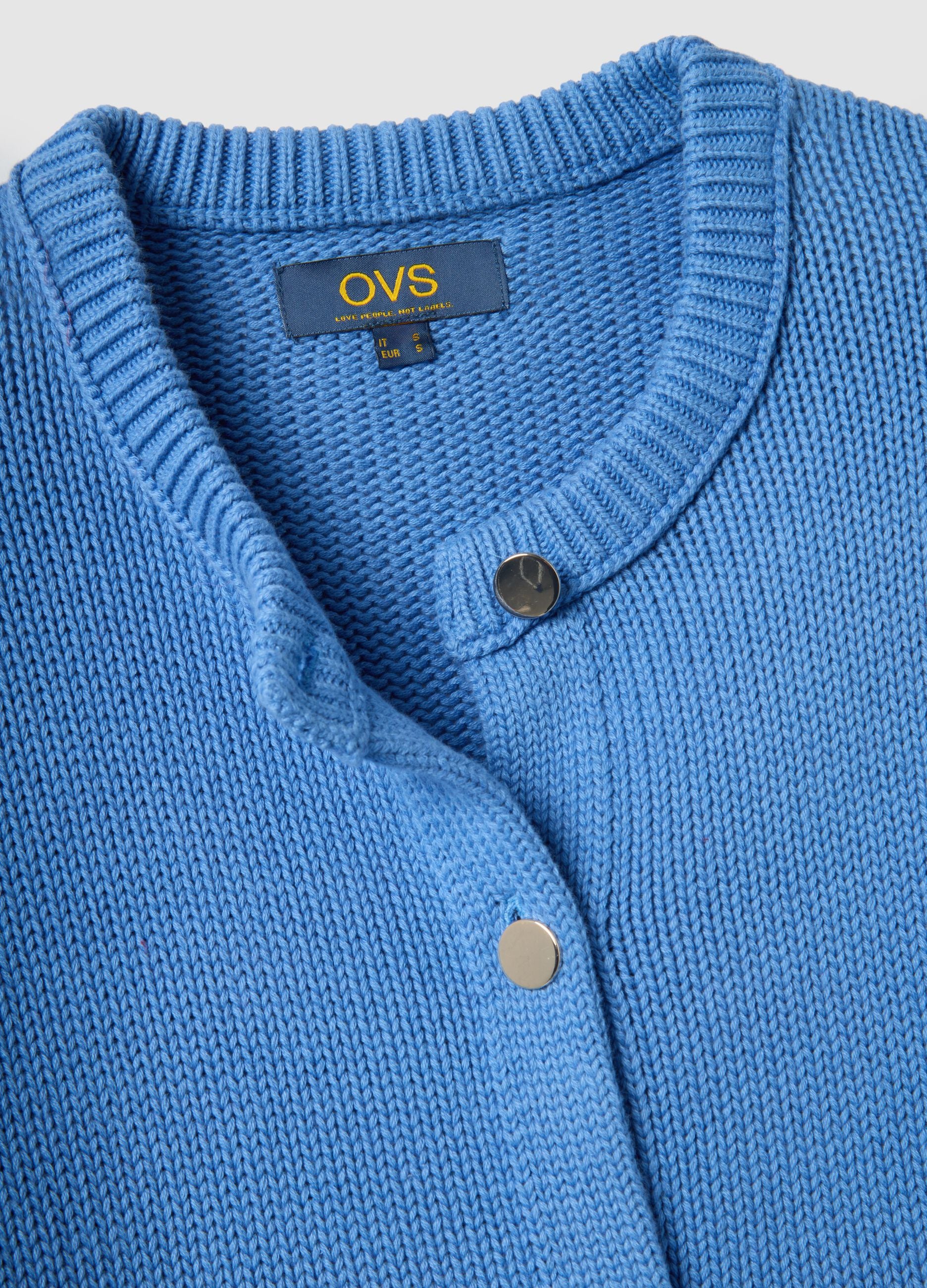 Regular fit blue cardigan in pure cotton with buttons
