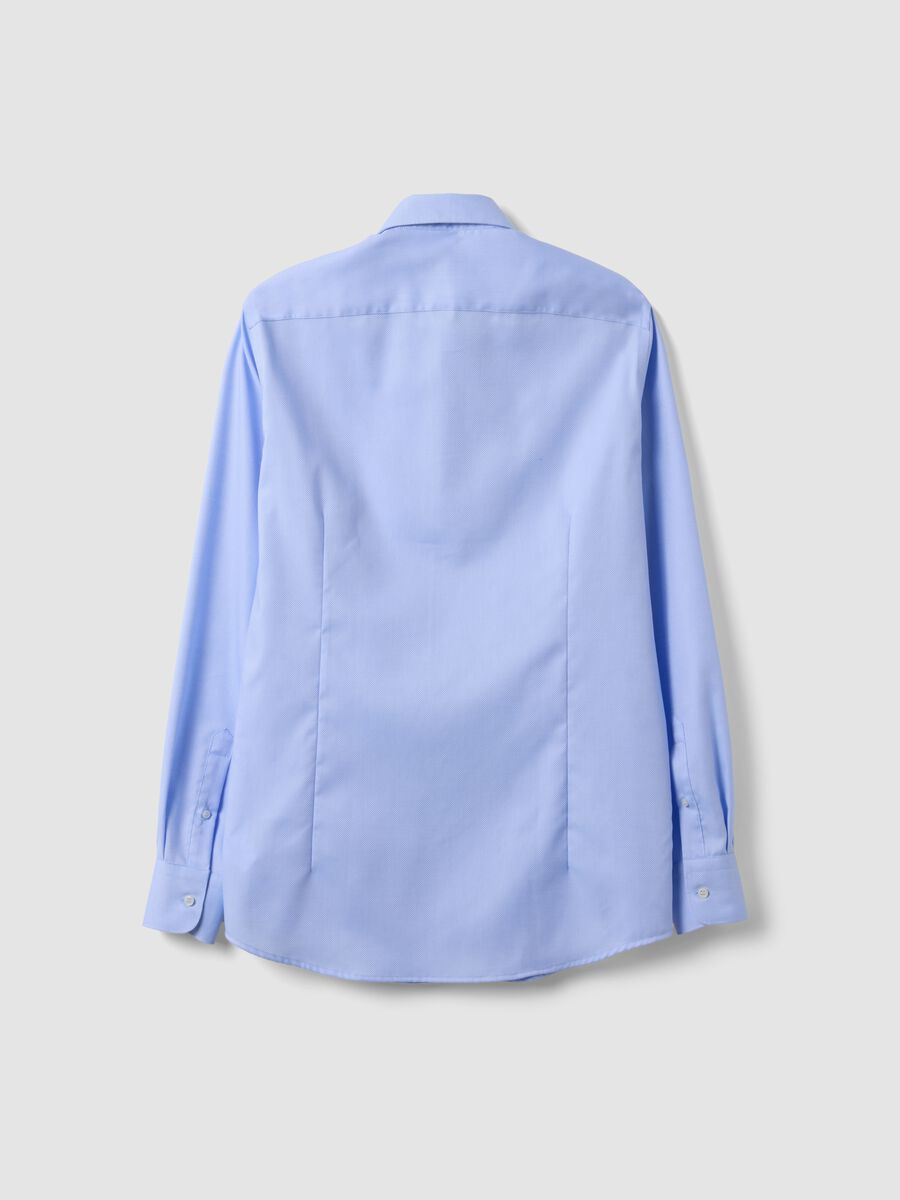 Light blue slim-fit pure cotton no-iron shirt with cutaway collar_5