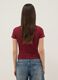 Red pure cotton V-neck regular fit T-shirt_3