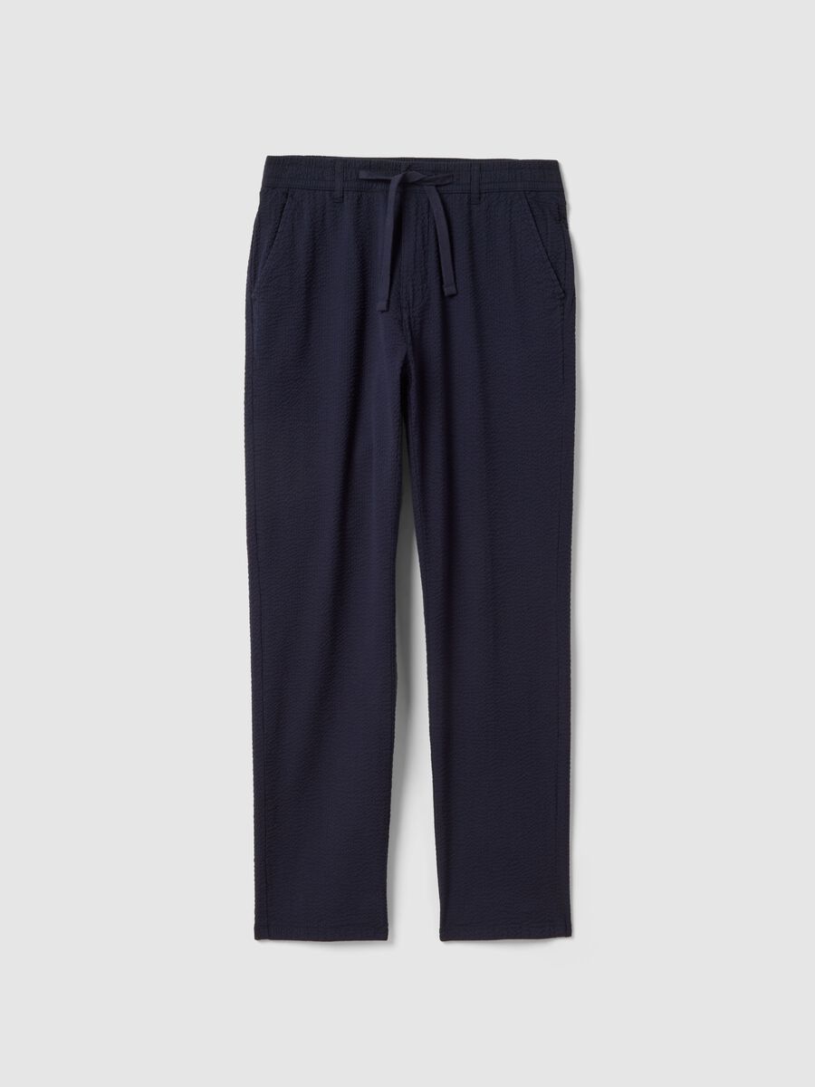 Pantaloni chino in cotone elasticizzato blu regular fit_0