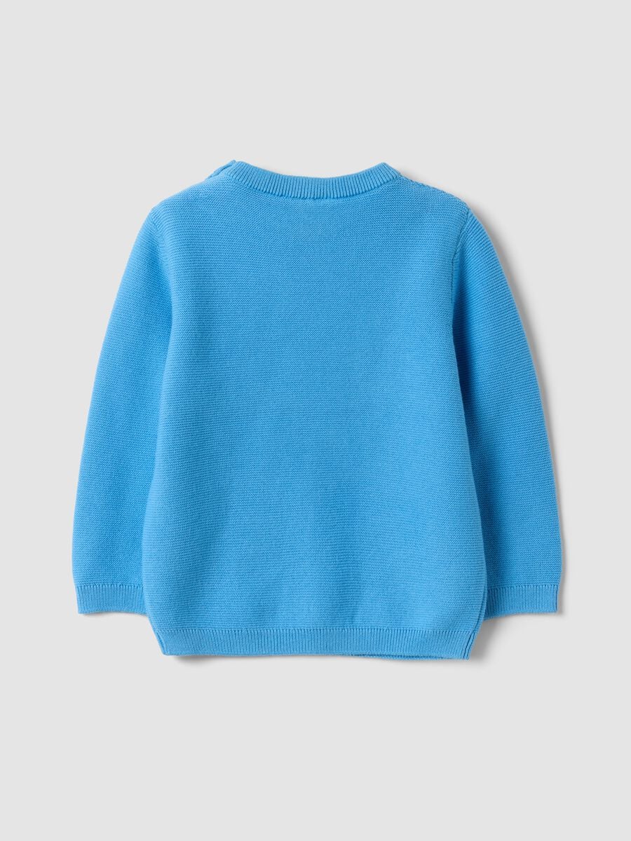 Maglia azzurra in puro cotone a girocollo in maglia regular fit per bimbo_1