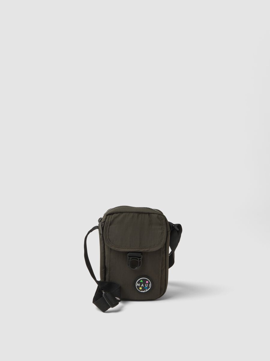 Green crossbody bag with zip closure and adjustable strap_0