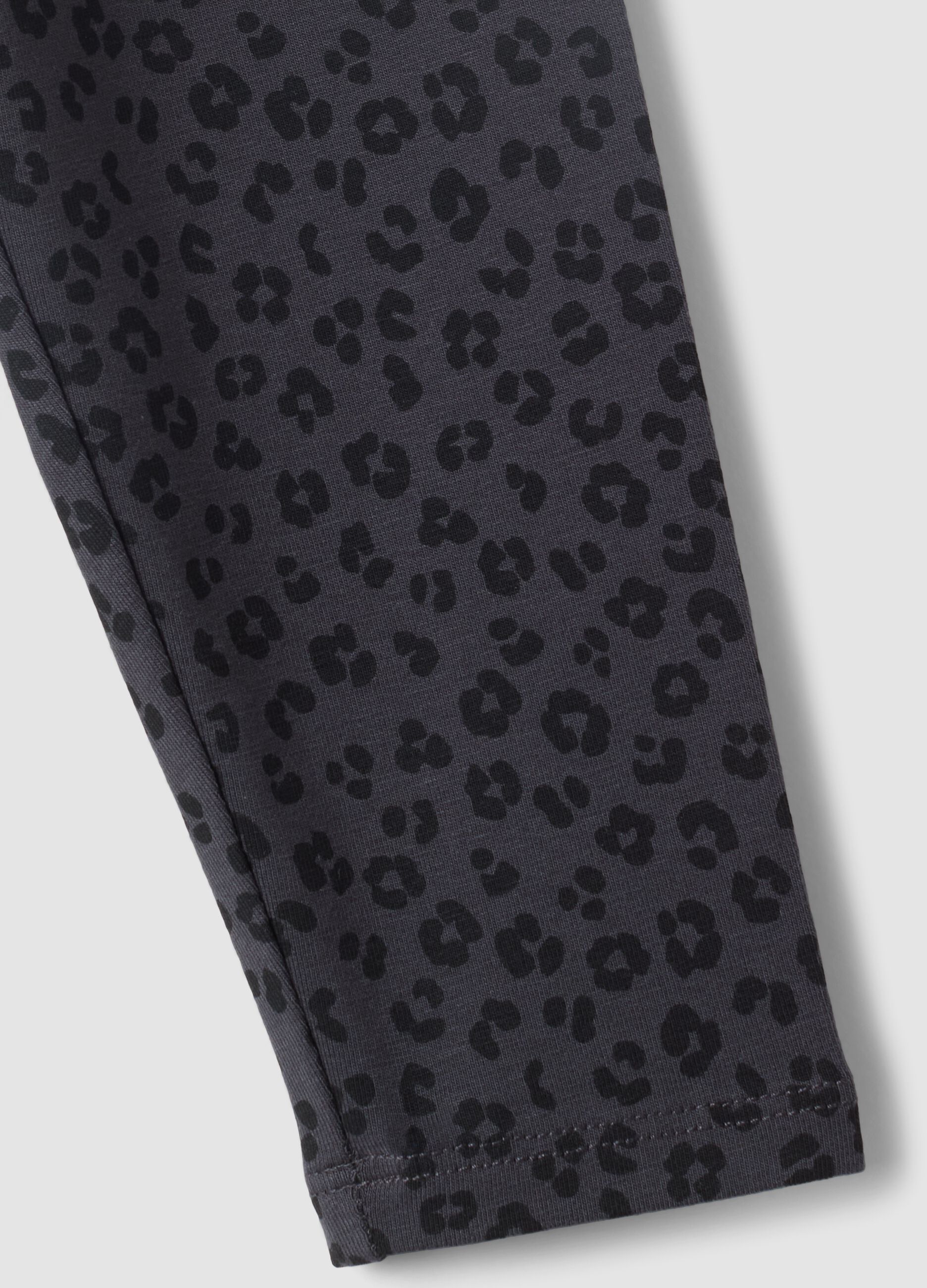 Black organic cotton-blend leggings with animal print for baby girl