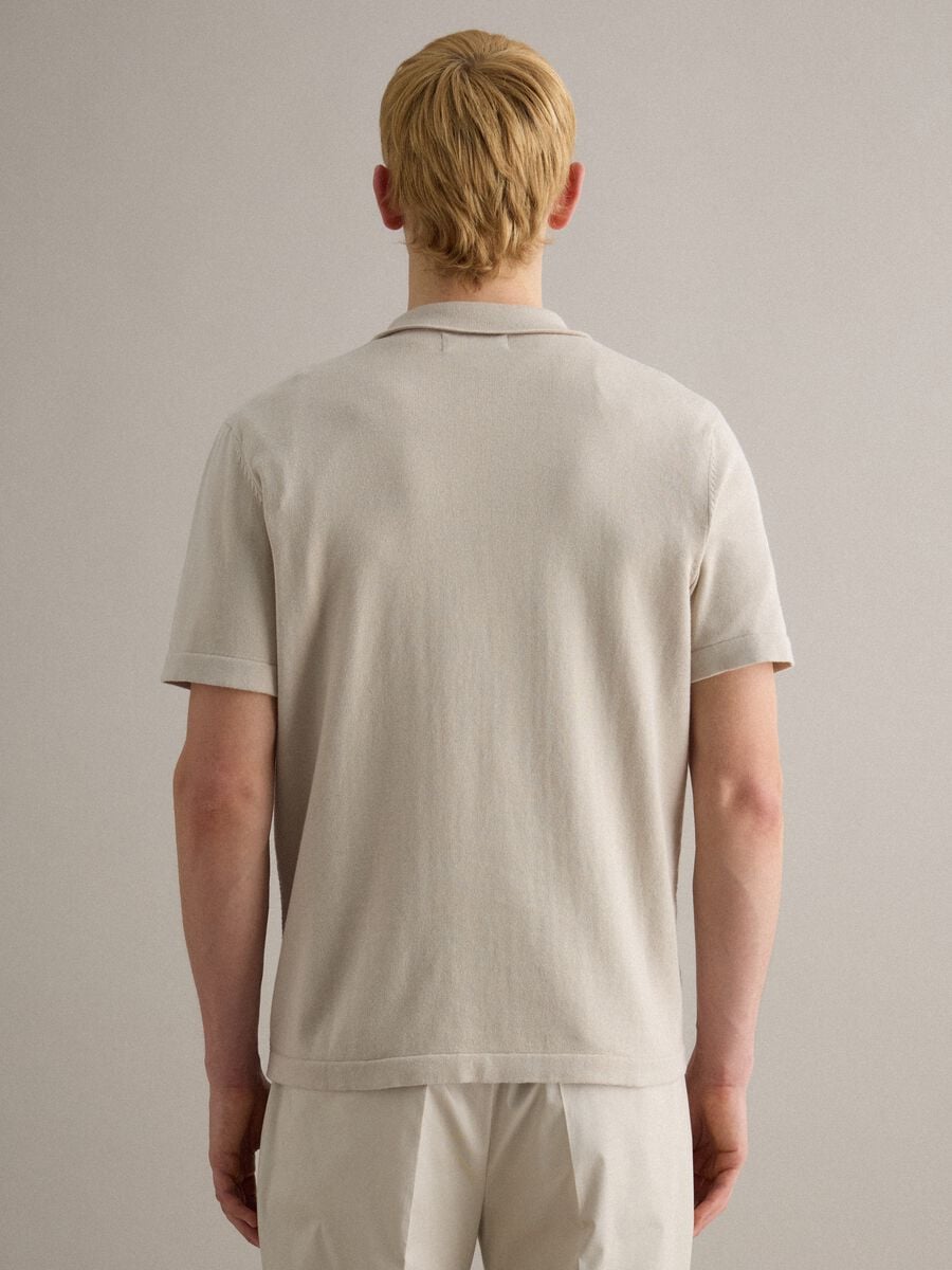 Beige pure cotton regular fit polo with buttons_3