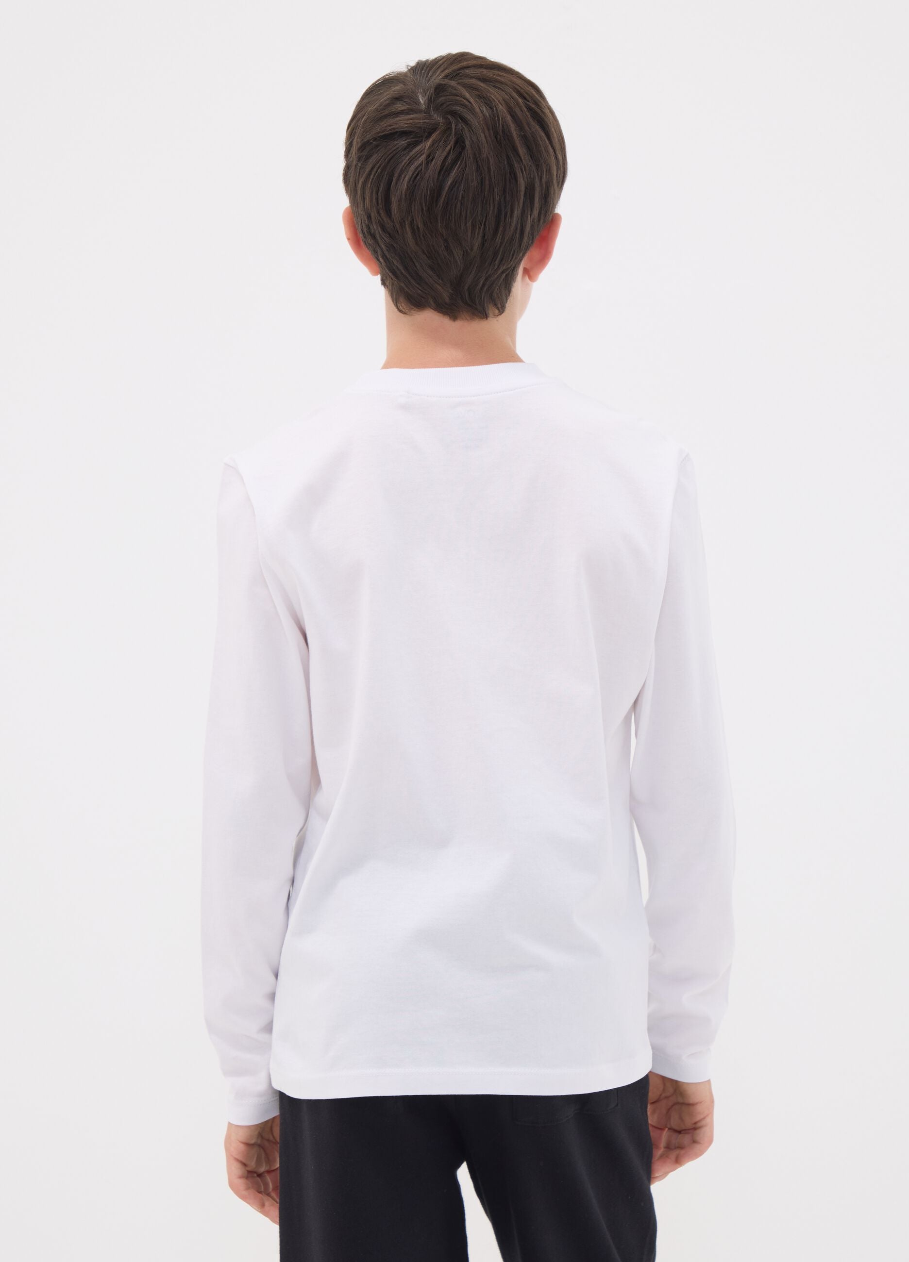 White organic cotton T-shirt with &ldquo;Let&rsquo;s get drip&rdquo; slogan for boys