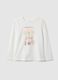 White pure cotton regular fit T-shirt for girls_0