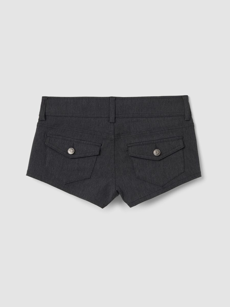 Grey stretch viscose skinny-fit shorts_1