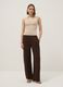 Beige pure cotton V-neck tank top with regular fit_1