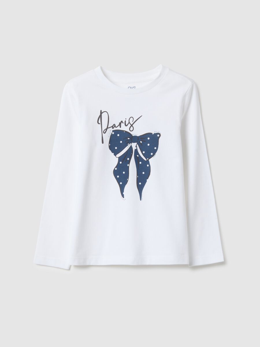 Girls' white pure cotton T-shirt, regular fit_0