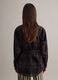 Black viscose blend oversized fit check semi-transparent shirt_3