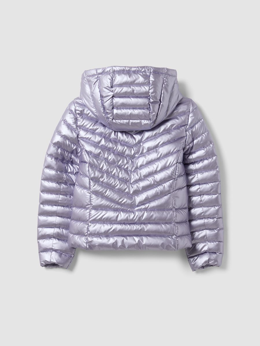Giacca Ultralight imbottita viola con cappuccio e zip per ragazza_1