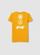 Orange cotton T-shirt for kids, regular fit with print_4