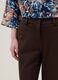 Brown wide leg stretchy cotton blend trousers regular fit_3