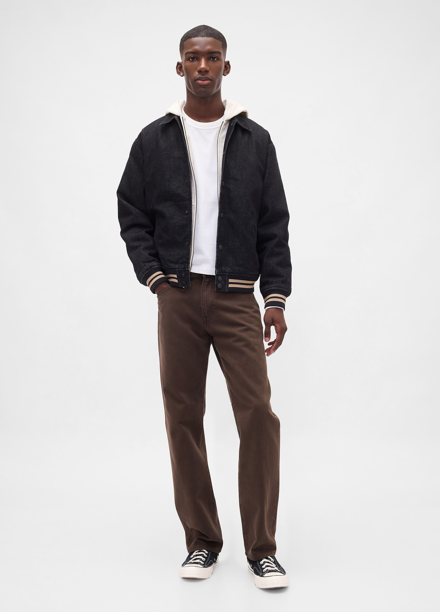 Straight Brown Denim Trousers