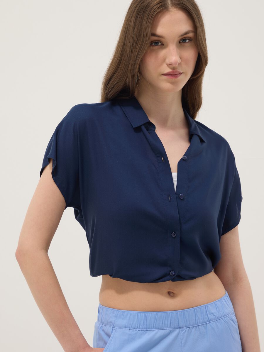 Blue pure viscose regular-fit shirt_0
