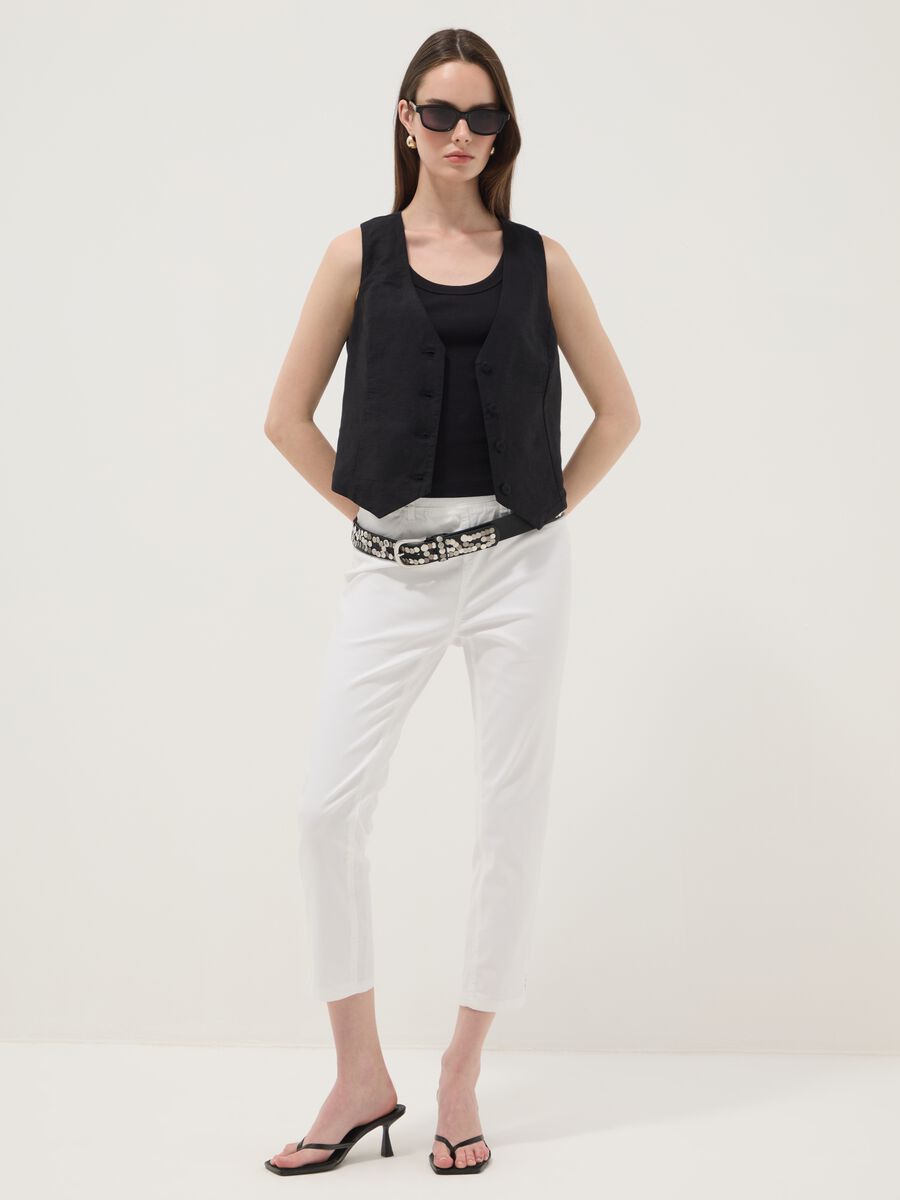 Jeans in misto cotone denim elasticizzato bianchi skinny fit_0