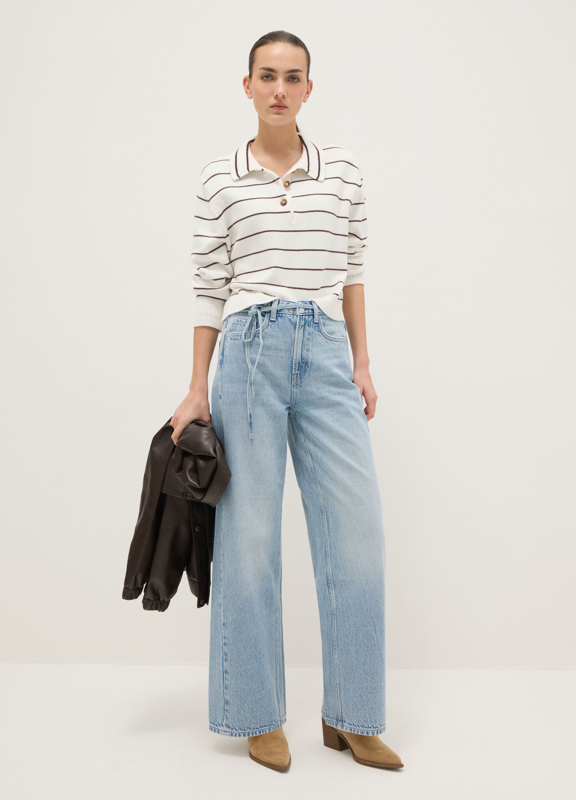 Multicolour striped pure cotton jumper regular fit