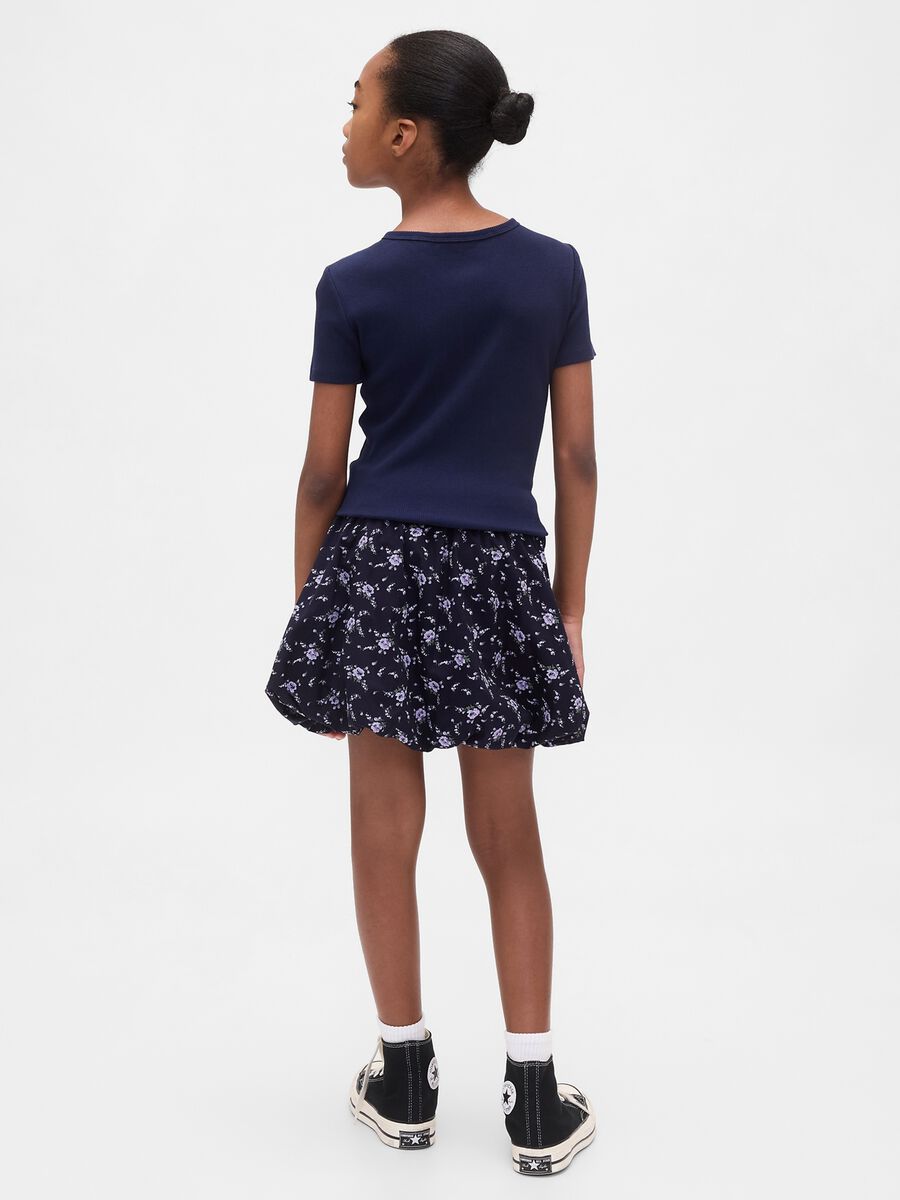 Blue cotton skirt with flowers_1