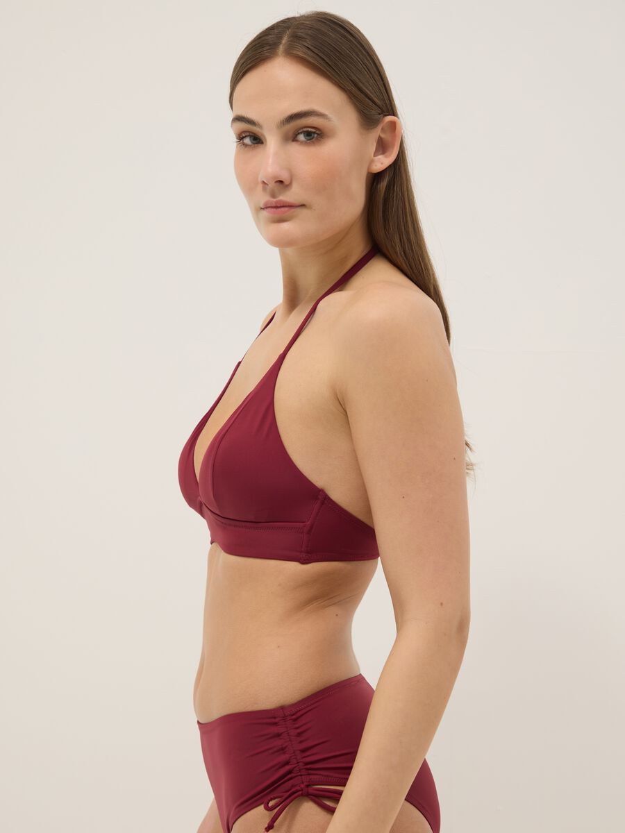 Red stretch bikini top with removable padding_3