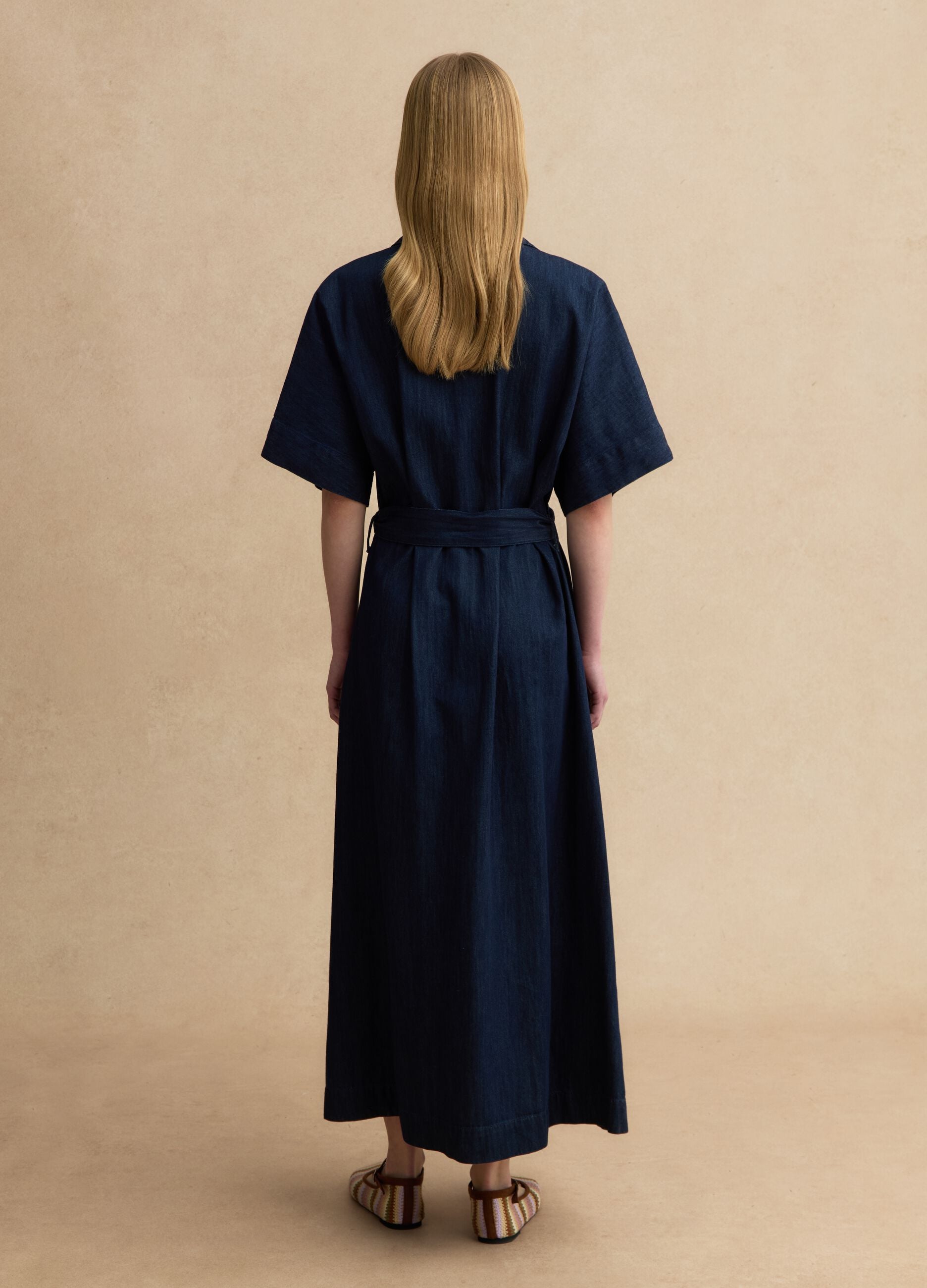 Long blue pure cotton maxi dress