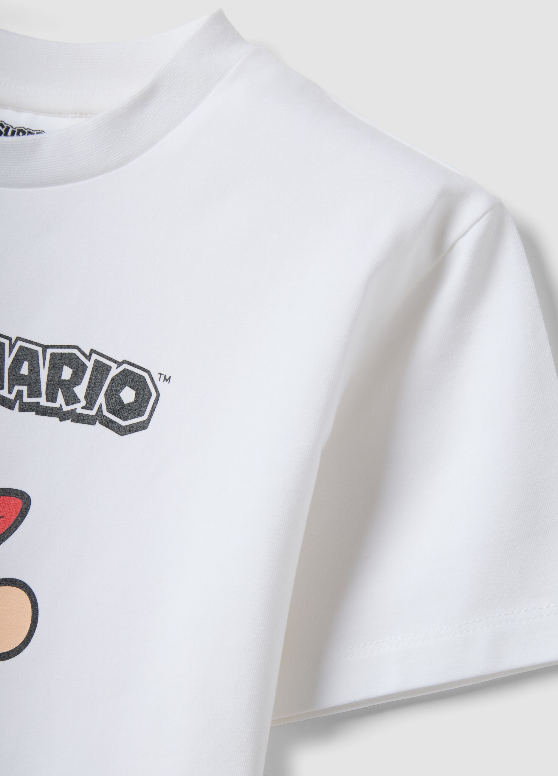 Kids&rsquo; white stretch cotton Super Mario T-shirt
