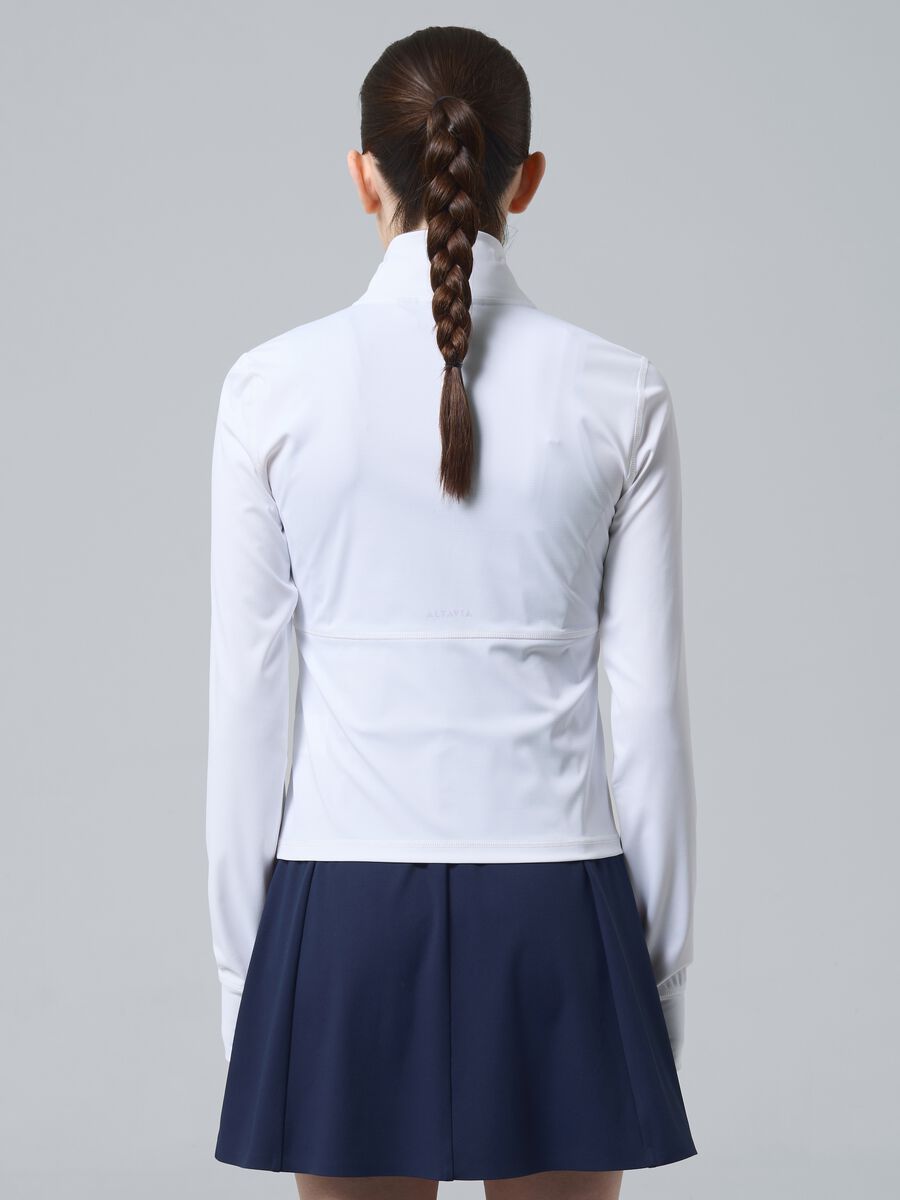 Felpa full zip bianca in tessuto tecnico elasticizzato ALTAVIA COURT_3