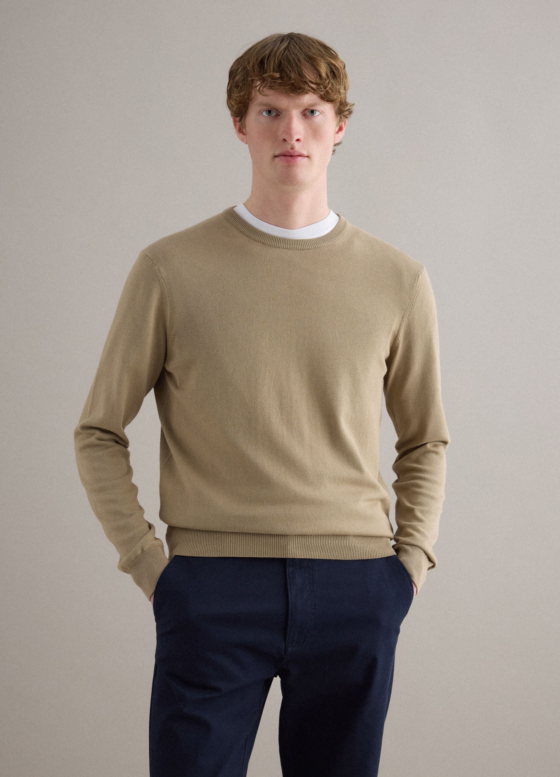 Beige sweater in pure cotton