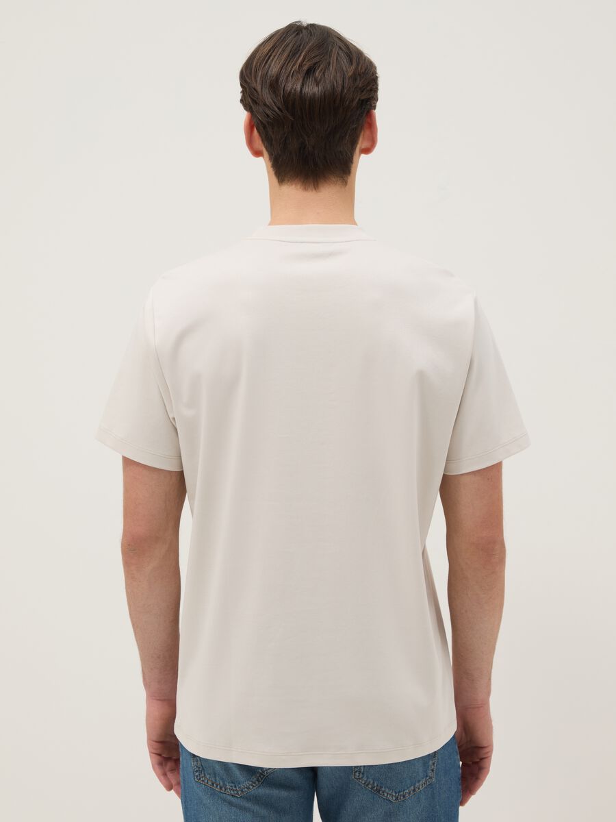 Beige crew neck pure cotton t-shirt regular fit_2