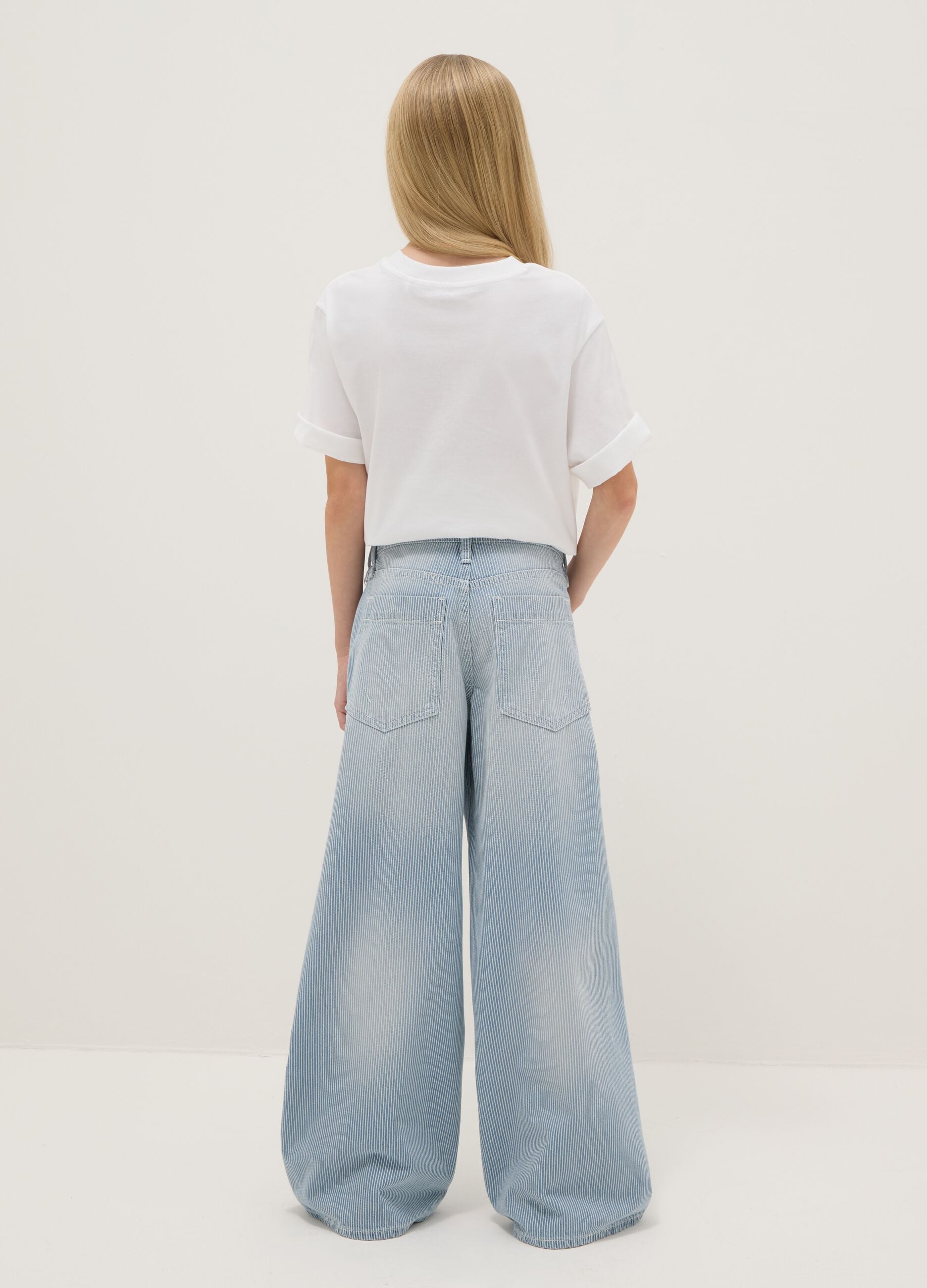 Girls' multicolour pure cotton wide leg trousers