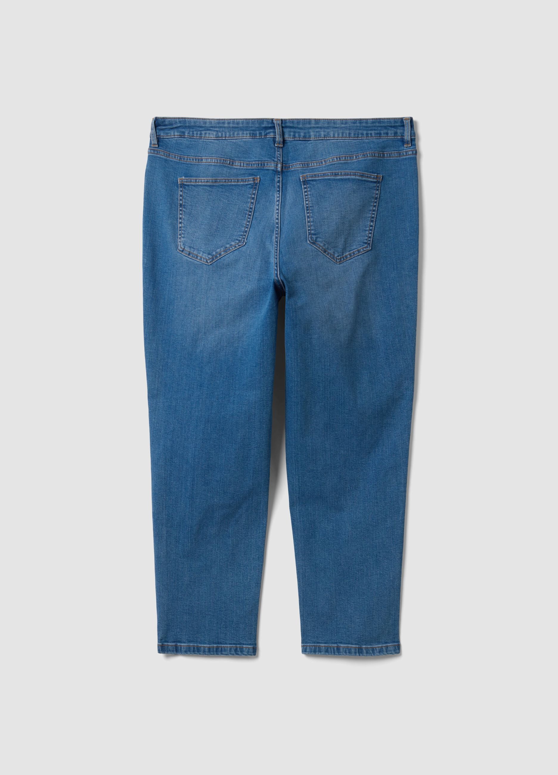 Blue denim slim-fit stretch cotton jeans