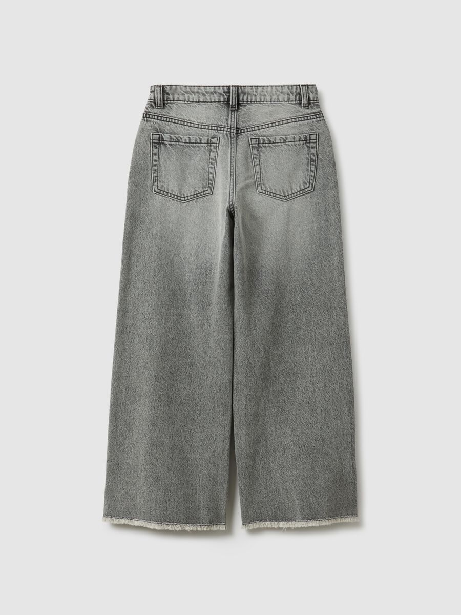 Grey pure cotton culotte jeans for girls with comfortable fit_4