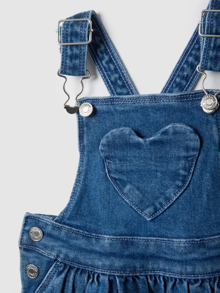 Blue denim regular fit dungaree dress for girl_3