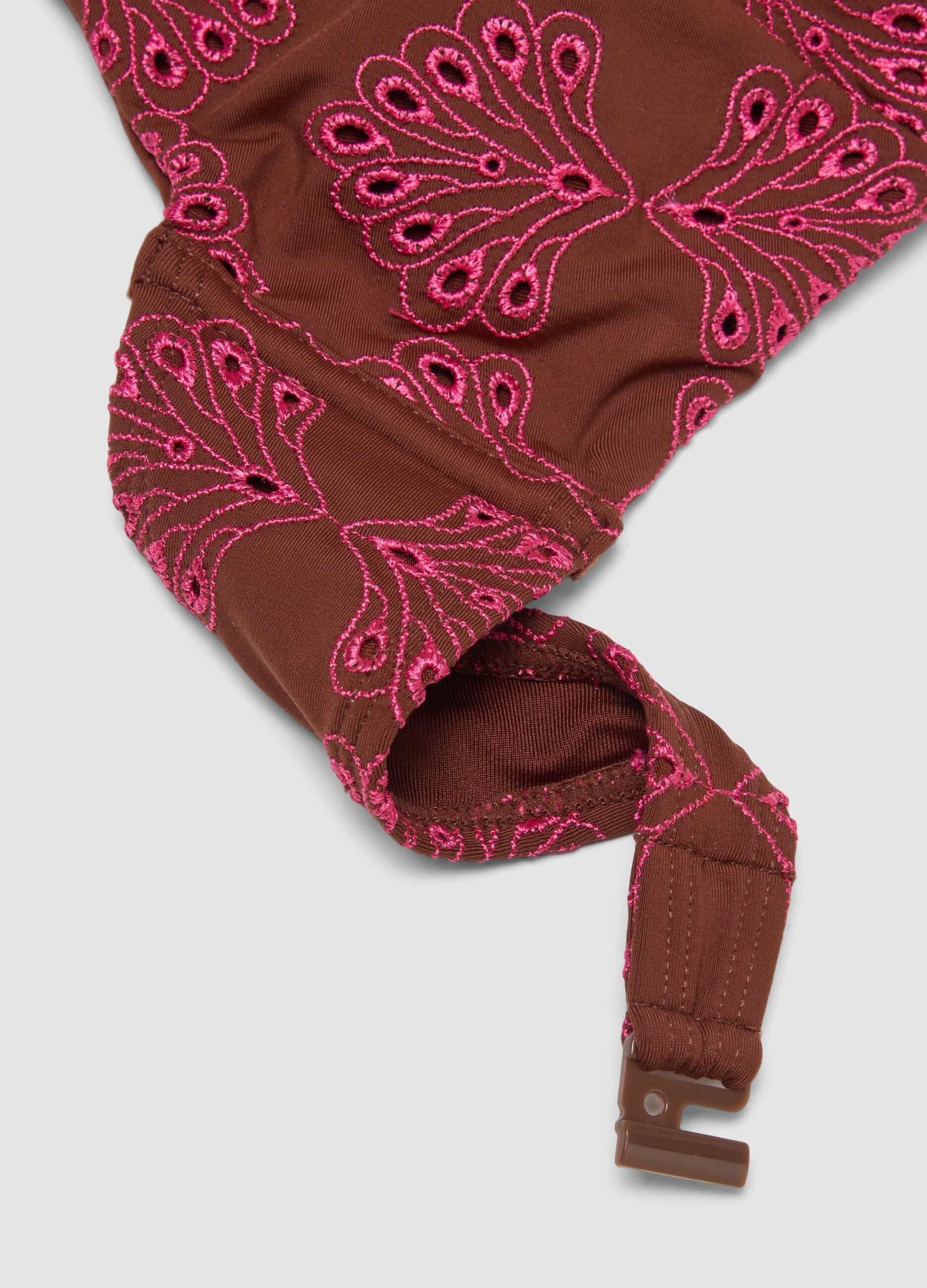 Brown stretchy triangle bikini top