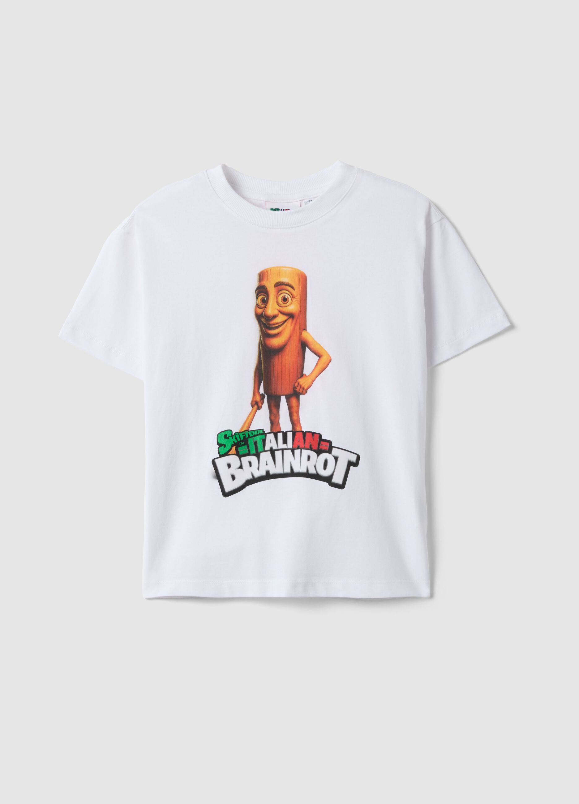 White pure cotton children's t-shirt regular fit with print