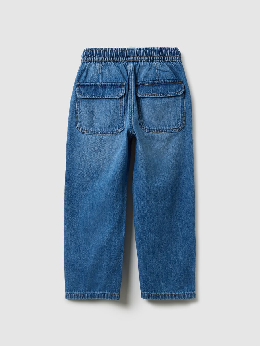 Boys' blue denim cotton blend relaxed fit jeans_1
